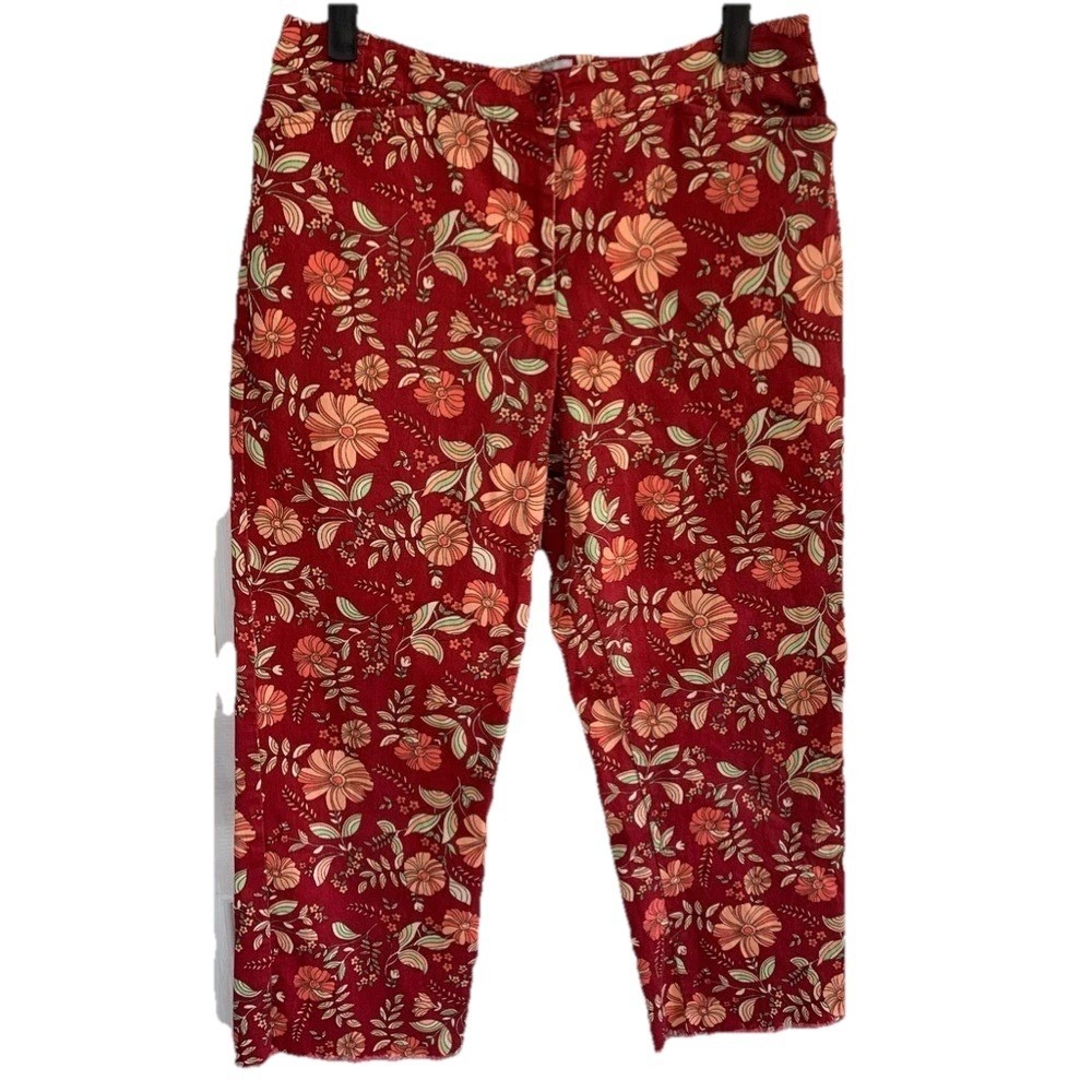 Loft womens 8 Stretch Skinny Ankle Pants Women Floral Midrise Pockets flat front
